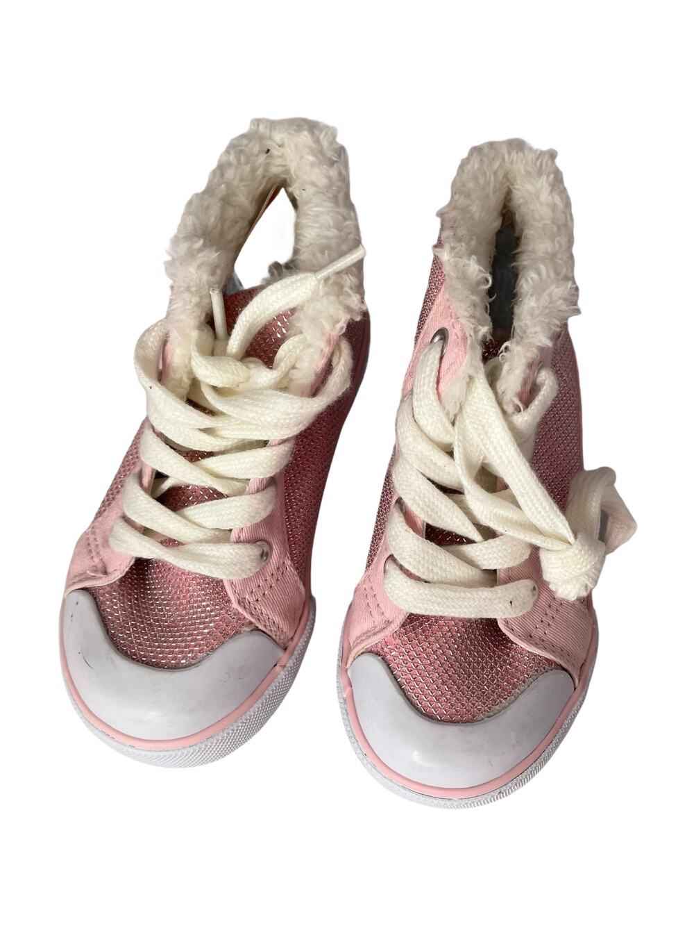 Gymboree size 8 toddler shoe Pink & Silver bootie high top sneaker
